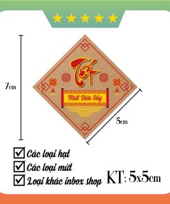 [Có Sẳn] Tem Decal Dán Nhiều Loại Mứt Tết và Hạt Tết Hình Thoi Cạnh 5x5cm