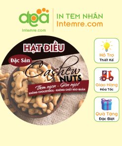 Sẳn Tem Nhãn Giấy Cán Bóng, Decal Dán Tết Intemre.com Hạt Điều Rang Muối Nhiều Kích Cở Mẫu 3