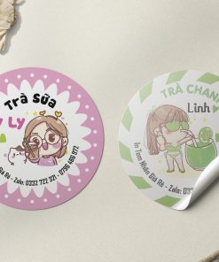 in tem nhãn dán decal ly trà sữa, trà chanh, sản phẩm ly nhựa.