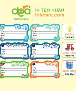 Sẳn 2 Bộ Tem Nhãn Decan Dán Vở 16 Môn Học Intemre.com Kích Thước: 7x4cm