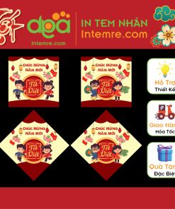 Sẳn 35 Tem Nhãn Decan Dán Tết, Chúc Mừng Năm Mới 2 Em Bé Dễ Thương Intemre.com - Kích Thước: 5cm