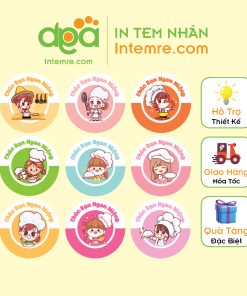 Sẳn 100 Tem Nhãn Giấy Decal Dán Intemre.com Chúc Ngon Miệng, Ăn Vặt, Trà Sữa - Kt: 3cm - Mẫu 16-34