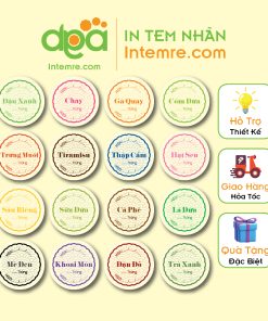 100 Tem Nhãn Giấy Decal Dán Intemre.com Bánh Trung Thu Hình Tròn KT: 3x3cm - Mẫu 11
