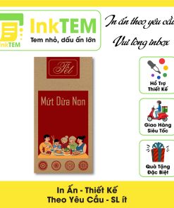 [Sẳn] 40 Tem Nhãn Dán InkTEM Xi Măng, Kraft, Da Bò, Craft Mứt Tết, Hạt Theo Yêu Cầu - Kích Thước: 3.5x7cm