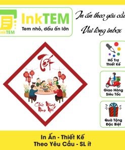 [Sẳn] 38 Tem Nhãn Giấy Decan Dán InkTEM Mứt Tết, Hàng, Chúc Mừng Năm Mới Hình Thoi Cạnh Kt: 5x5cm