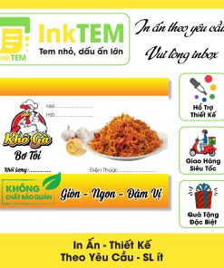 [Sẳn] 18 Tem Nhãn Giấy Decan Dán InkTEM Hủ Khô Gà Lá Chanh, Bơ Tỏi - Kt: 8x6cm