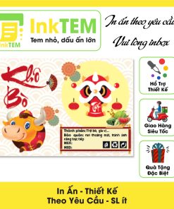 [Sẳn] 30 Tem Decan InkTEM Khô Gà, Bò, Mực, Heo Dán Mùa Tết - Kích Thước: 7x5cm