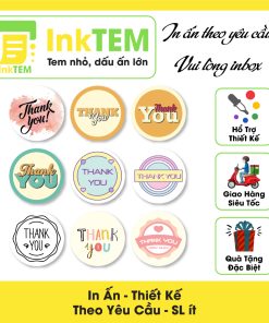 [Sẳn] Tem Nhãn Giấy Decan Dán InkTEM Thank You Hình Tròn 4cm - 25 Mẫu