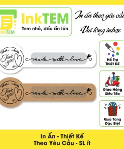 [Sẳn] 34 Tem Nhãn Giấy Xi Măng, Da Bò Decan Dán InkTEM - Niêm Phong Thank You - Kt:10x3cm
