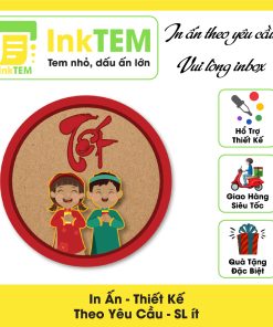 Sẳn 4 Mẫu Tem Dán Tết InkTEM Hình Thần Tài Dễ Thương Kích Thước: 5cm